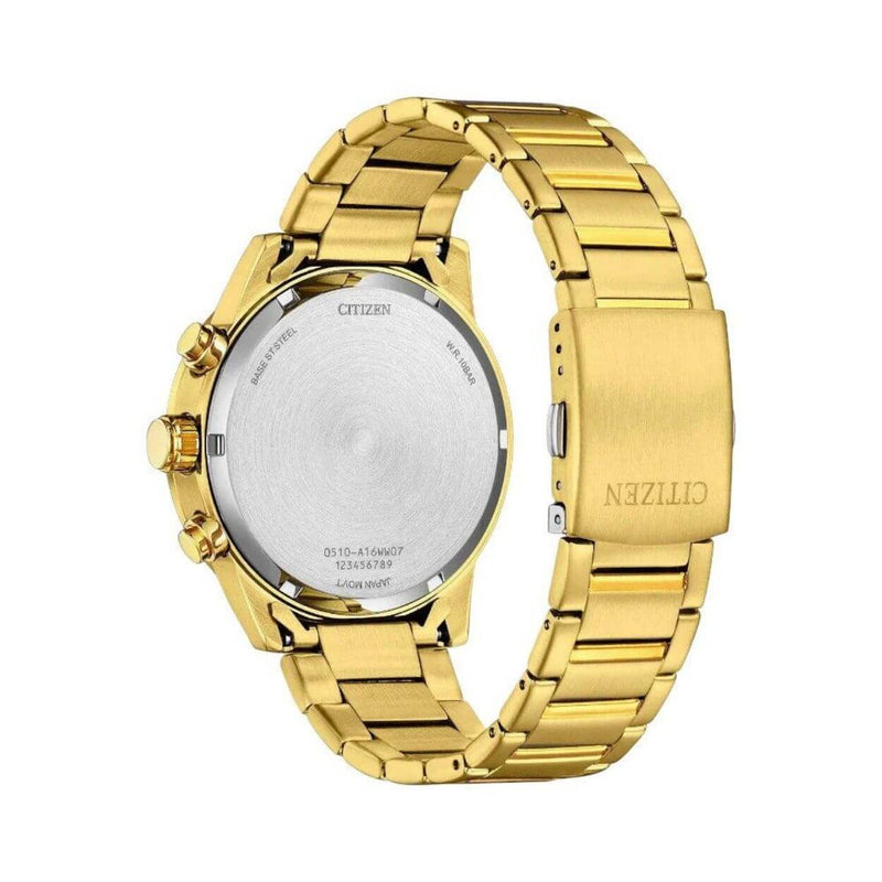 Citizen Sport Kronograf AN3682-54E analog herrklocka med svart urtavla och armband i rostfritt stål