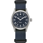 Hamilton Khaki Field Quartz H69401940 analog herrklocka med blå urtavla och armband i rostfritt stål