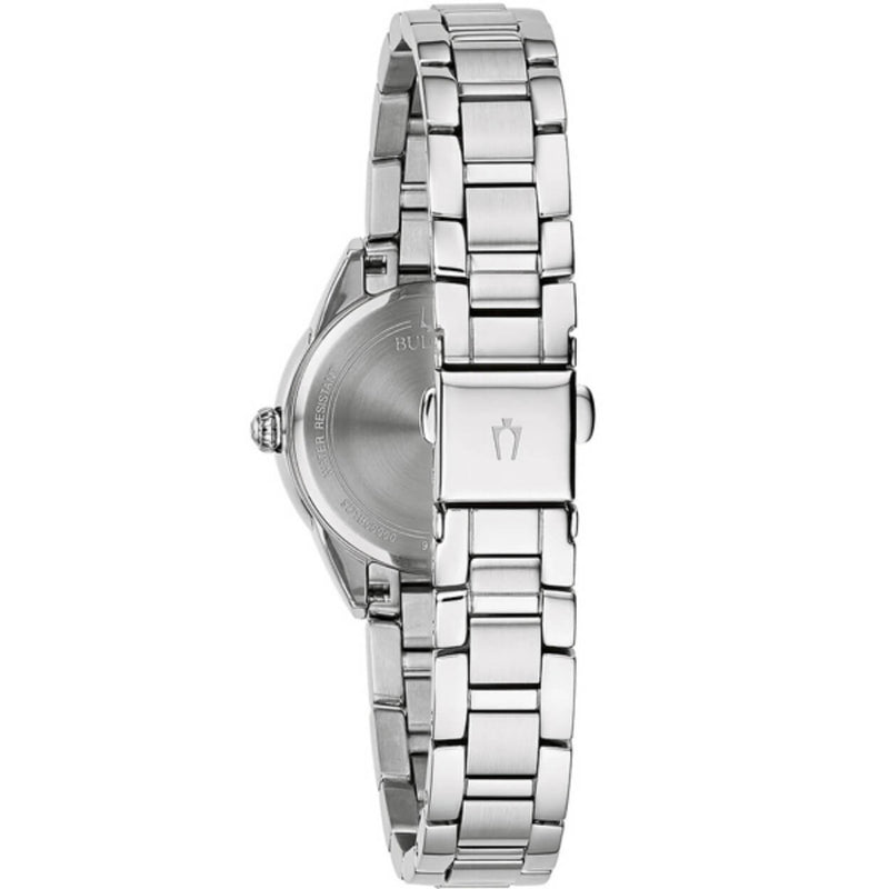 Bulova Diamond 96P219 analog damklocka med silver urtavla och armband i rostfritt stål