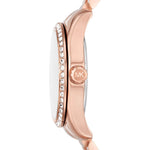 Michael Kors MK7444 analog damklocka med rosa urtavla och armband i rostfritt stål