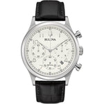 Bulova Classic 96B354 analog herrklocka med vit urtavla och armband i läder