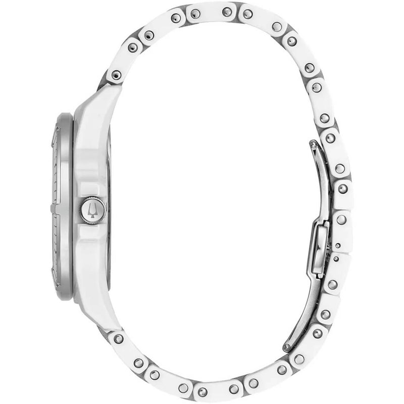 Bulova Marine Star 98P172 analog damklocka med pärlemor urtavla och armband i rostfritt stål