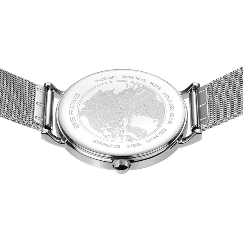 Bering Classic 14134-005-GWP analog damklocka med turkos urtavla och armband i rostfritt stål