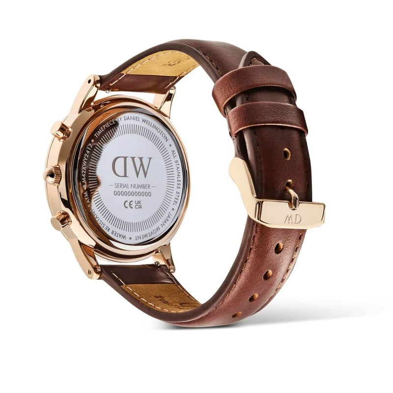 Daniel Wellington Iconic Chronograph St Mawes Arctic Rg DW00100639 analog herrklocka med blå urtavla och armband i läder