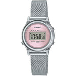 Casio Vintage LA700WEM-4AEF digital damklocka med rosa urtavla och armband i rostfritt stål