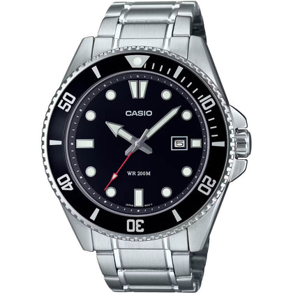 Casio Timeless MDV-107D-1A1VEF analog herrklocka med svart urtavla och armband i rostfritt stål