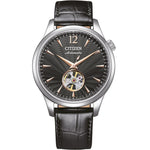 Citizen Classic NH9131-14E analog herrklocka med svart urtavla och armband i läder