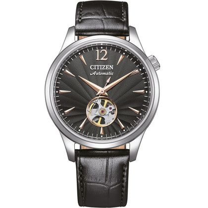 Citizen Classic NH9131-14E analog herrklocka med svart urtavla och armband i läder