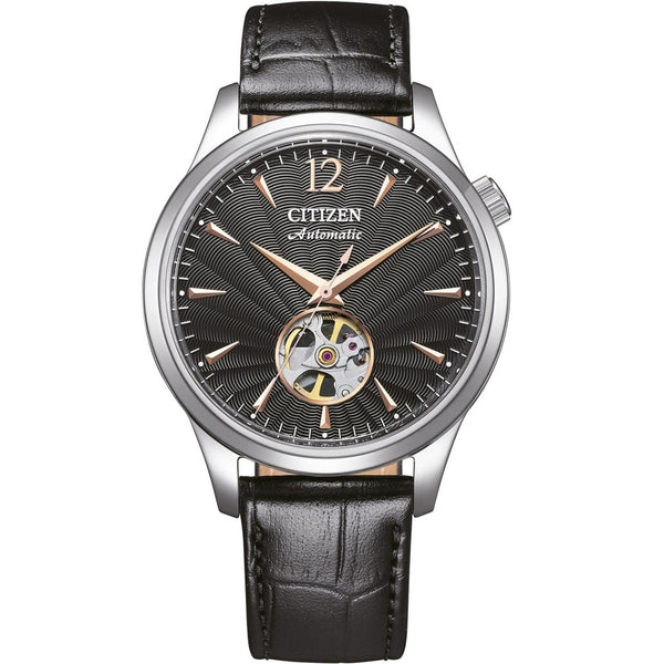 Citizen Classic NH9131-14E analog herrklocka med svart urtavla och armband i läder