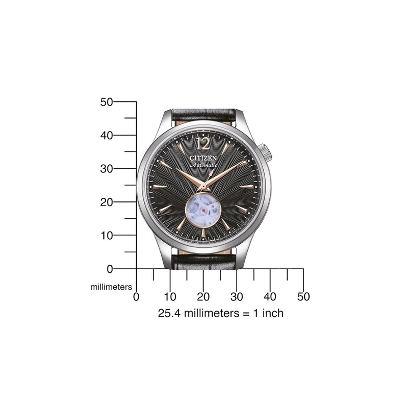 Citizen Classic NH9131-14E analog herrklocka med svart urtavla och armband i läder
