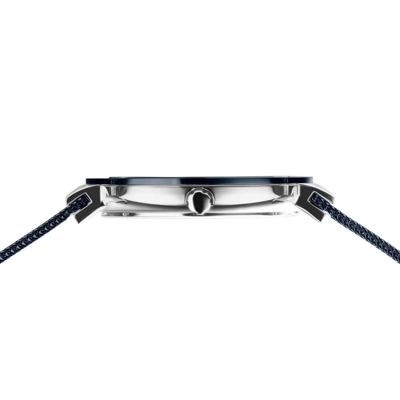 Bering Ceramic 11435-387 analog damklocka med blå urtavla och armband i mesh