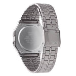 Casio Vintage A158WETB-1AEF digital unisexklocka med grå urtavla och armband i rostfritt stål