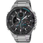 Casio Edifice ECB-950DB-1AEF ana-digi herrklocka med svart urtavla och armband i rostfritt stål