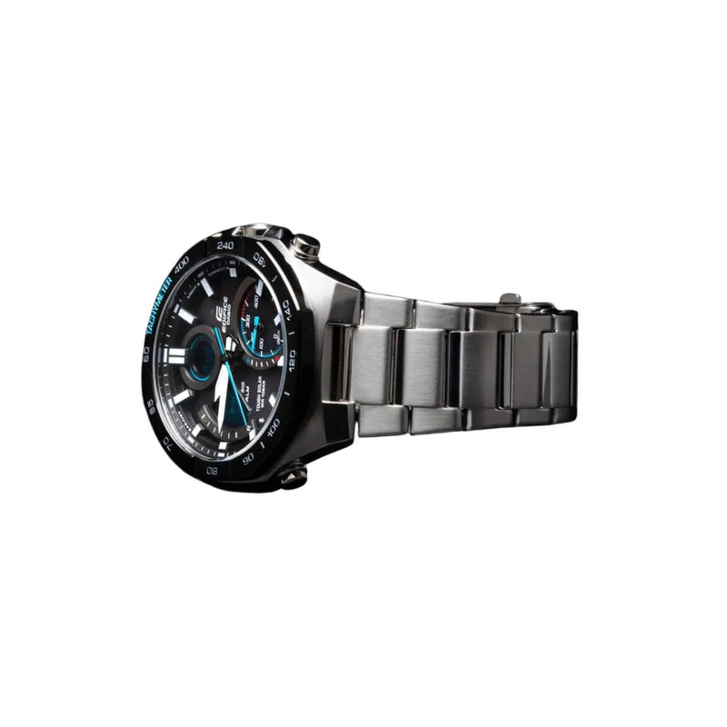 Casio Edifice ECB-950DB-1AEF ana-digi herrklocka med svart urtavla och armband i rostfritt stål