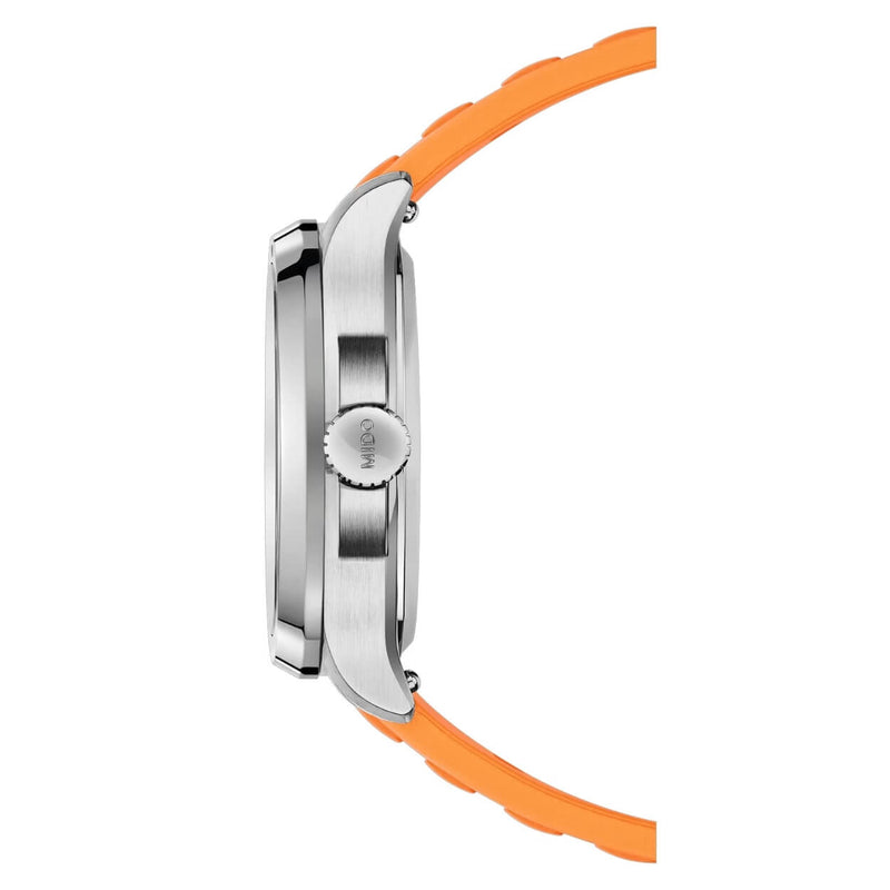 Mido Multifort TV Big Date M049.526.17.081.00 analog herrklocka med grå urtavla och armband i gummi