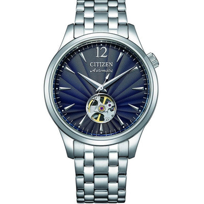 Citizen Classic NH9131-73L analog herrklocka med blå urtavla och armband i rostfritt stål