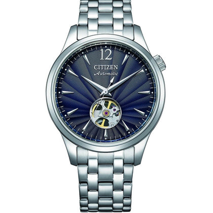 Citizen Classic NH9131-73L analog herrklocka med blå urtavla och armband i rostfritt stål