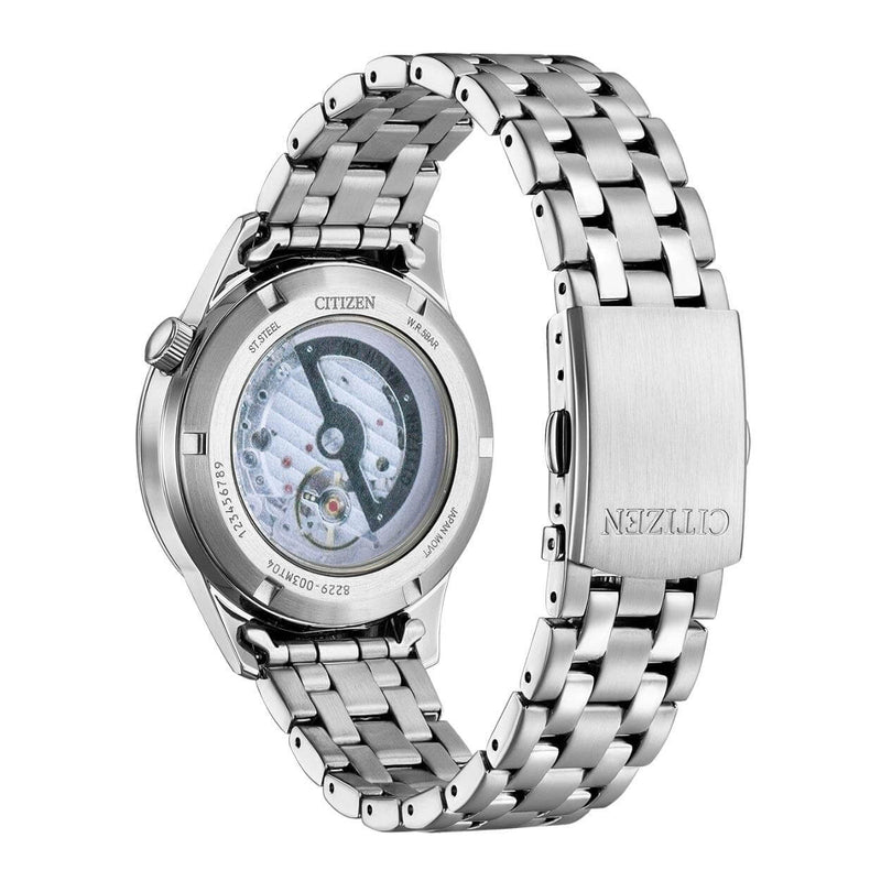 Citizen Classic NH9131-73L analog herrklocka med blå urtavla och armband i rostfritt stål