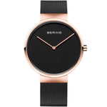 Bering Classic 14539-166 analog herrklocka med svart urtavla och armband i mesh