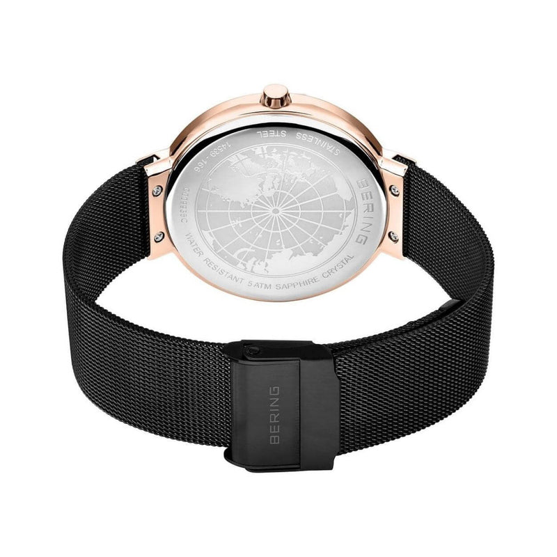 Bering Classic 14539-166 analog herrklocka med svart urtavla och armband i mesh