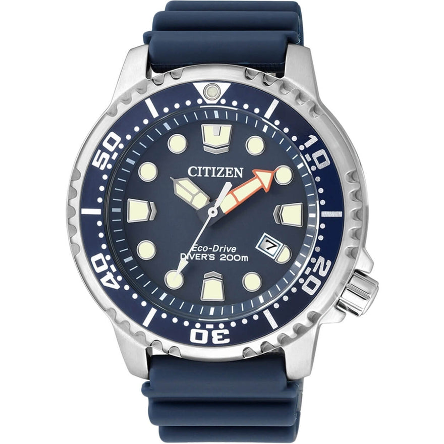 Citizen Promaster BN0151-17L analog herrklocka med blå urtavla och armband i gummi