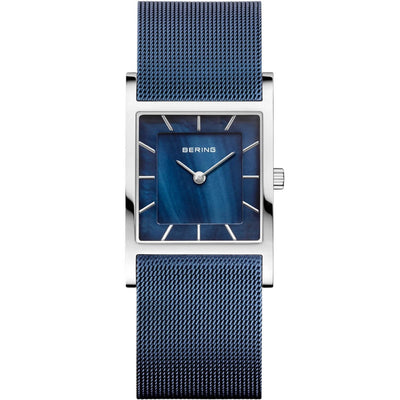 Bering Classic 10426-307-S analog damklocka med blå urtavla och armband i mesh