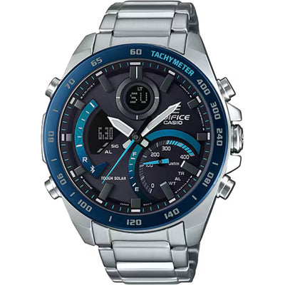 Casio Edifice ECB-900DB-1BER digital herrklocka med svart urtavla och armband i rostfritt stål