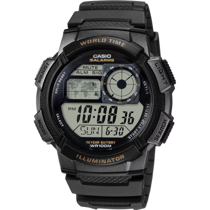 Casio Vintage AE-1000W-1AVEF analog herrklocka med grå urtavla och armband i resin