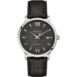 Bulova Hudson 96B441 analog herrklocka med svart urtavla och armband i läder