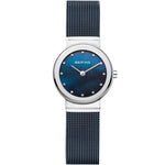 Bering Classic 10126-307 analog damklocka med blå urtavla och armband i mesh