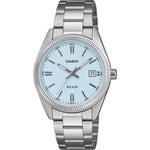 Casio Timeless UTP-1302PD-2A2VEF analog unisexklocka med blå urtavla och armband i rostfritt stål