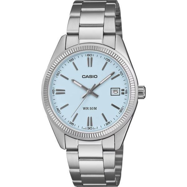Casio Timeless UTP-1302PD-2A2VEF analog unisexklocka med blå urtavla och armband i rostfritt stål