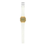 Casio Vintage A168XESG-9AEF digital unisexklocka med guld urtavla och armband i resin