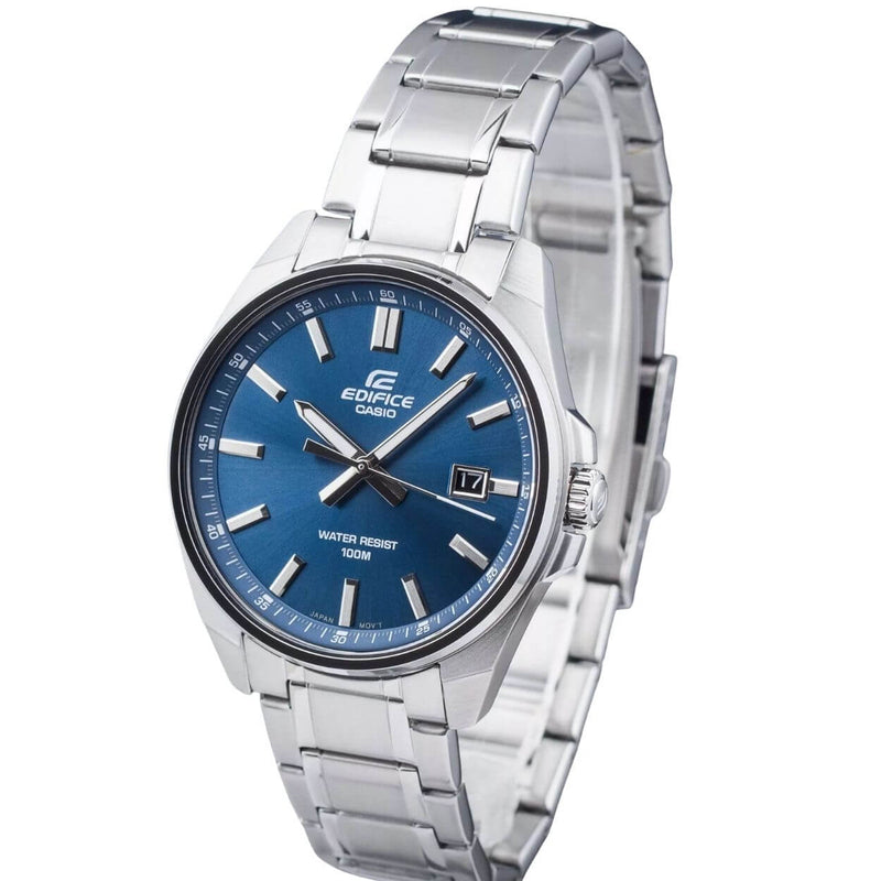 Casio Edifice EFV-150D-2AVUEF analog herrklocka med blå urtavla och armband i rostfritt stål
