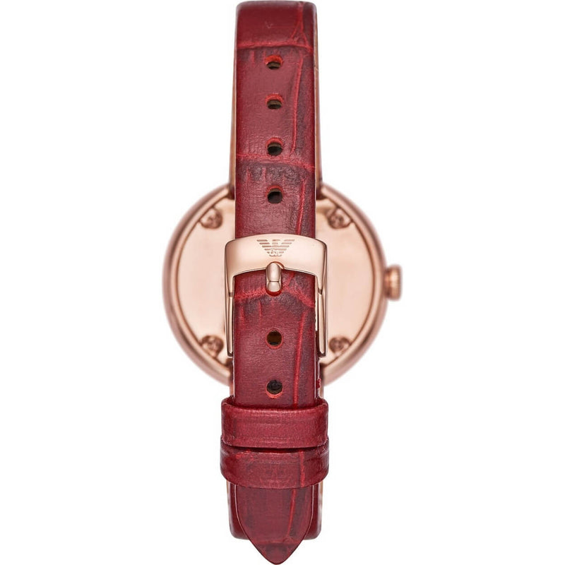 Emporio Armani AR11357 analog damklocka med vit urtavla och armband i läder