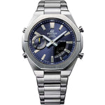 Casio Edifice ECB-S10D-2AEF ana-digi herrklocka med blå urtavla och armband i rostfritt stål