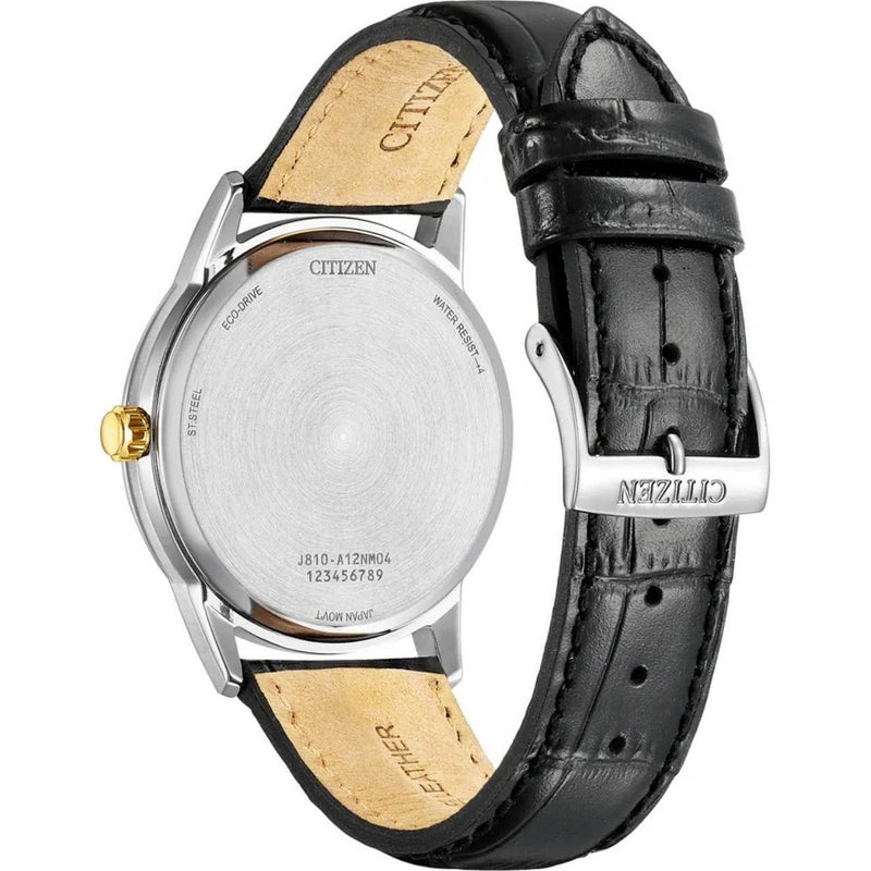 Citizen Eco Drive Solar AW1784-16E analog herrklocka med svart urtavla och armband i rostfritt stål