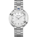 Bulova Rubaiyat 96P184 analog damklocka med silver urtavla och armband i rostfritt stål