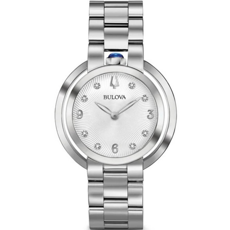 Bulova Rubaiyat 96P184 analog damklocka med silver urtavla och armband i rostfritt stål