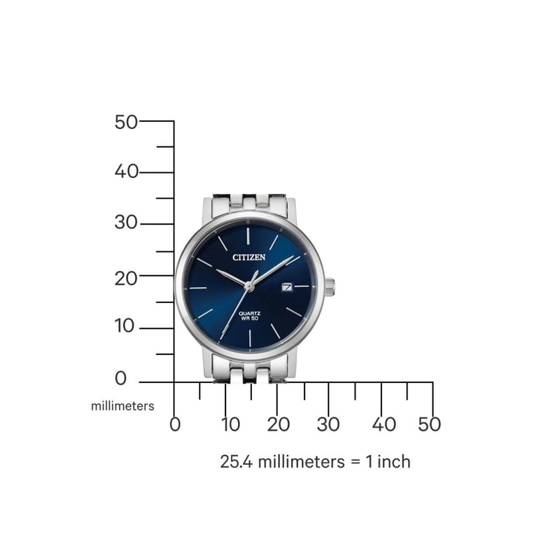 Citizen Sport Quarz EU6090-54L analog damklocka med blå urtavla och armband i rostfritt stål