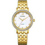 Citizen Elegant EL3102-50D analog damklocka med vit urtavla och armband i rostfritt stål