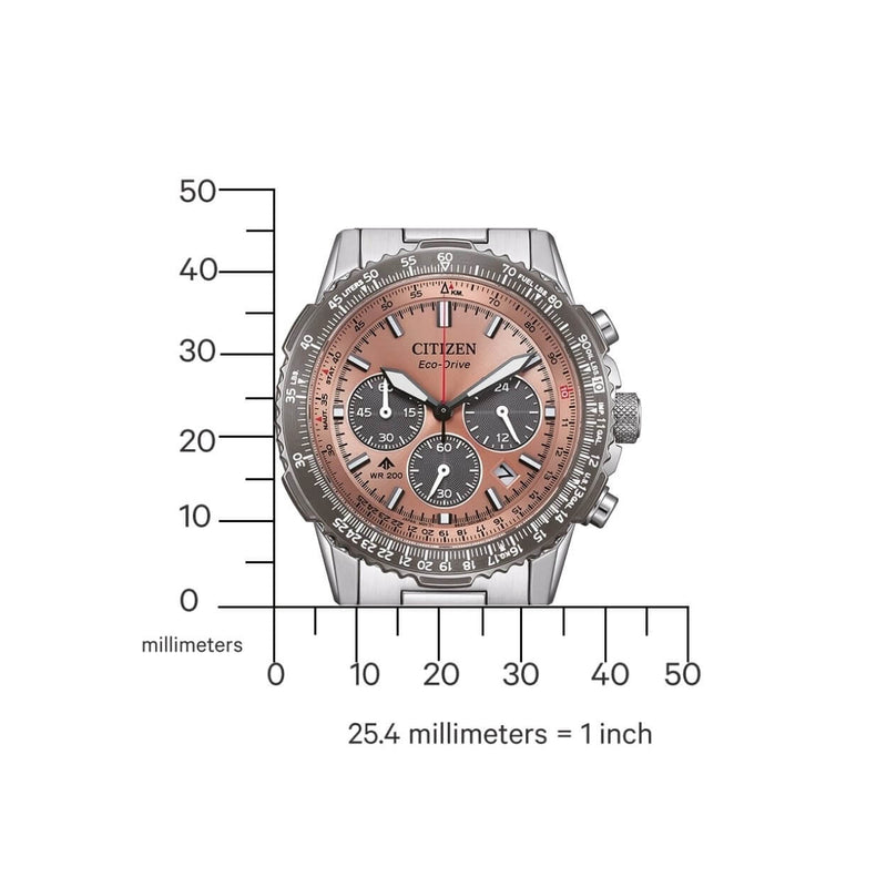 Citizen Promaster Sky CA4664-60X analog herrklocka med brun urtavla och armband i rostfritt stål