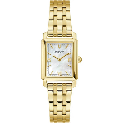 Bulova Sutton 97L177 analog damklocka med vit urtavla och armband i rostfritt stål