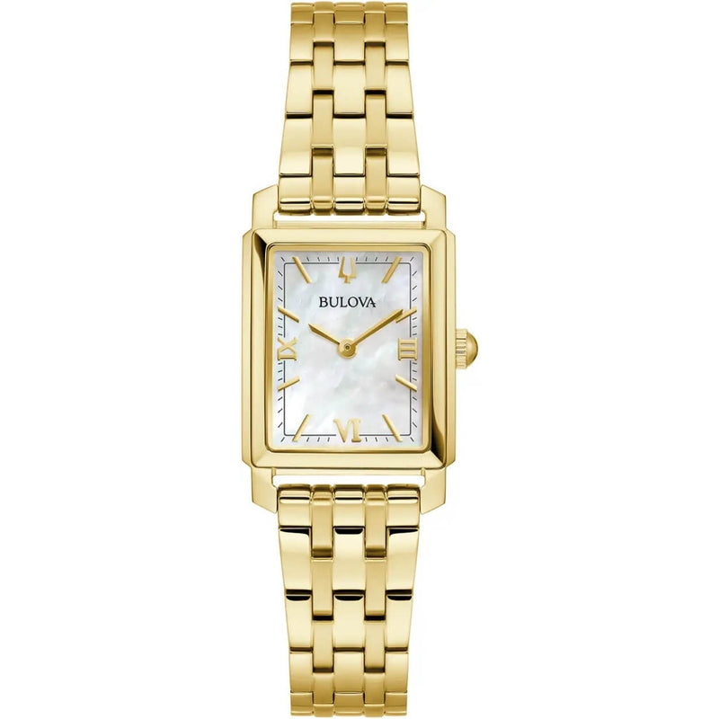 Bulova Sutton 97L177 analog damklocka med vit urtavla och armband i rostfritt stål