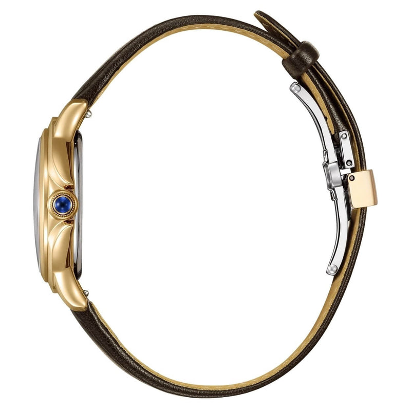 Citizen L Ceci EM1163-09X analog damklocka med brun urtavla och armband i läder