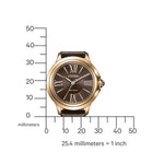 Citizen L Ceci EM1163-09X analog damklocka med brun urtavla och armband i läder