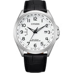 Citizen Eco-Drive Radio Controlled CB0250-17A analog herrklocka med vit urtavla och armband i läder