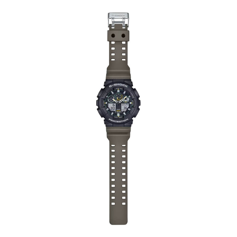 Casio G-Shock GA-100TU-1A3ER ana-digi herrklocka med svart urtavla och armband i resin