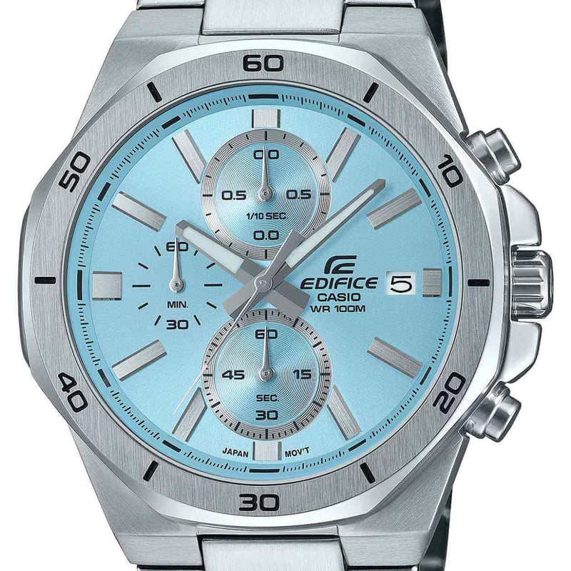 Casio Edifice EFV-640D-2BVUEF analog herrklocka med blå urtavla och armband i rostfritt stål