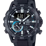 Casio Edifice SOSPENSIONE ECB-40PB-1AEF ana-digi herrklocka med svart urtavla och armband i resin